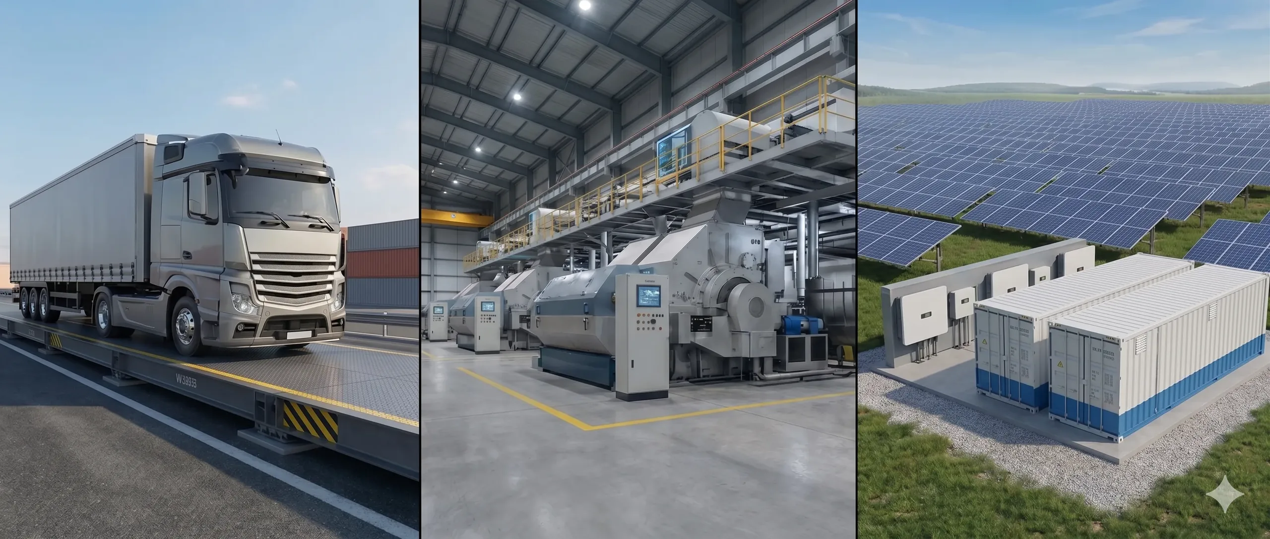 Fleet weighbridge, industrial plant, and solar-plus-BESS installation